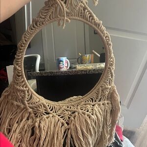 Bohemian Tan Macrame Wall Mirror